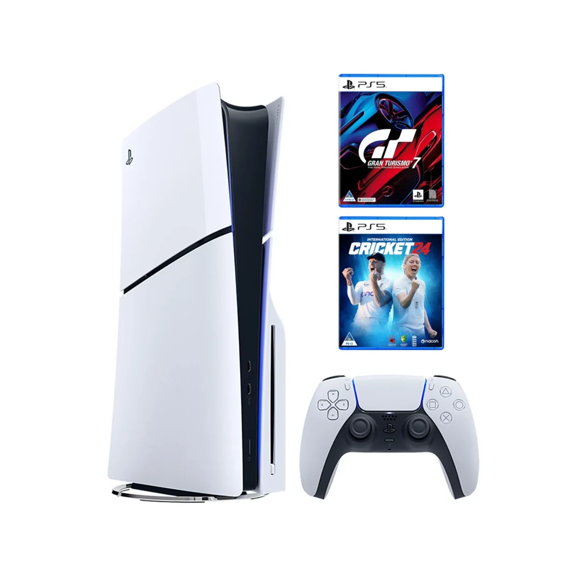 PlayStation 5 Slim Disc Edition Bundle with Gran Turismo 7 and Cricket 24 - Image 1