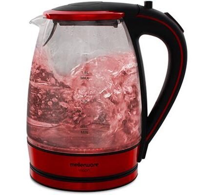 Mellerware 1.8L Glass Kettle Colour:Red 2200w