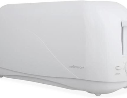 Mellerware 4 Slice Plastic White Toaster 1300W Hot Slice