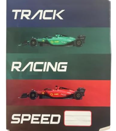 Marlin A4 PreCut Book Covers F1 Track Racing 5pack
