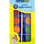 Marlin Kids 12 Jumbo Water Colours + Brush in box