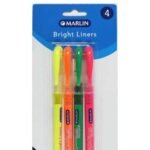 Marlin Bright Liners Pen Type Highlighters assorted colours