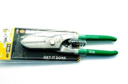 Aiyi Large 10 Inch Spring loaded Tin Snips Straight Cut Cutting Shears with Non slip Grip Handle