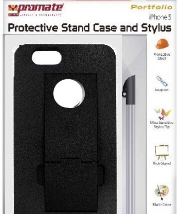 Promate Black Portfolio iPhone 5 Protective Stand Case