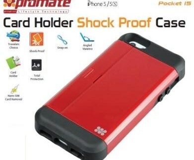 Promate Maroon Pocket iPhone 5 Shock Proof rubberized case