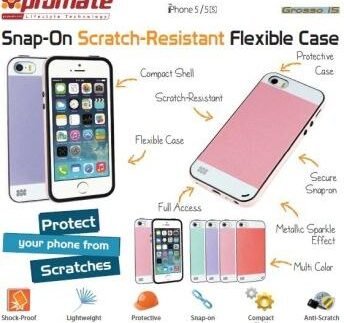 Promate Purple Grosso i5 Striped FlexiGrip Snap Case
