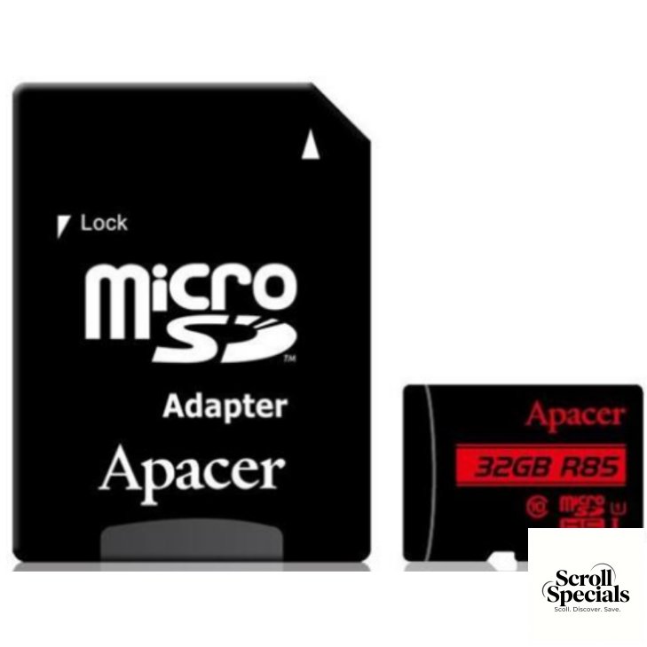 AP32GMCSH10UB-R Apacer MicroSD With Adapter 32GB Class 10 Memory Card - Image 1