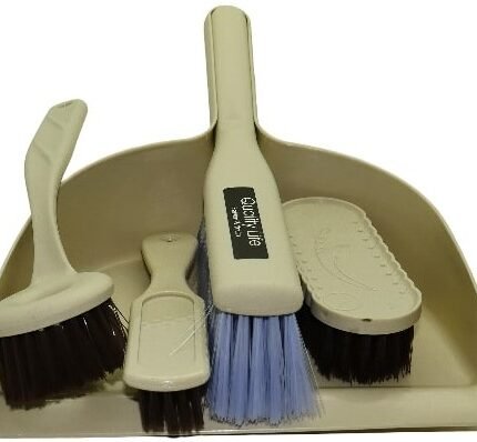 Casey 5 Piece Handheld Dust Pan And Brush Set Cream
