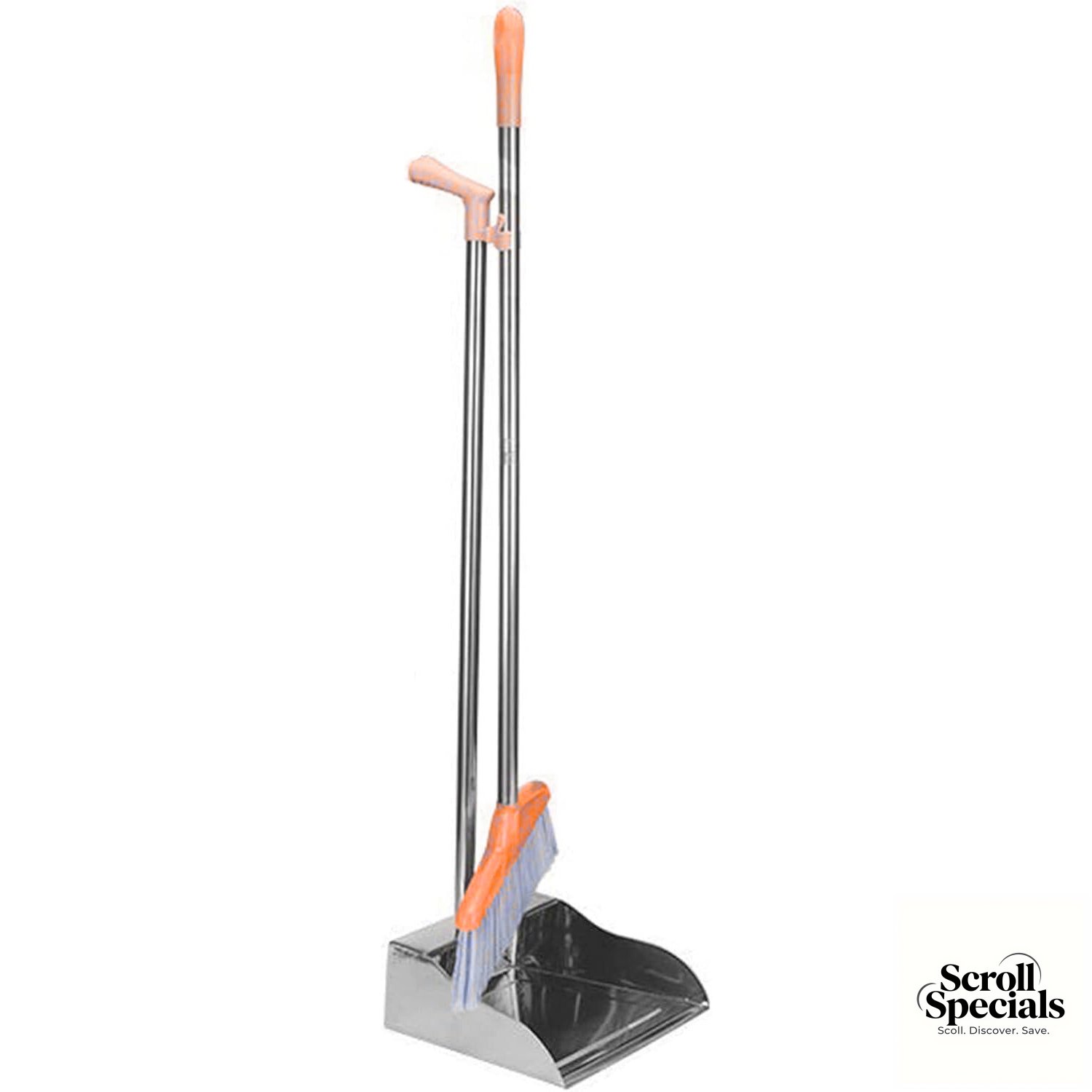 CSY-7982-34-Y Casey Long Standing Dustpan And Broom Set Yellow - Image 1