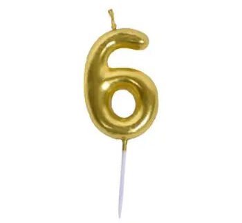 Casey 10cm Gold Numerical Birthday Candle Nr6