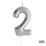 Casey 10cm Silver Numerical Birthday Candle Nr.2