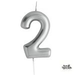 Casey 10cm Silver Numerical Birthday Candle Nr.2