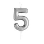 Casey 10cm Silver Numerical Birthday Candle Nr.5