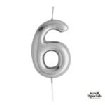 Casey 10cm Silver Numerical Birthday Candle Nr6