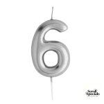 Casey 10cm Silver Numerical Birthday Candle Nr6