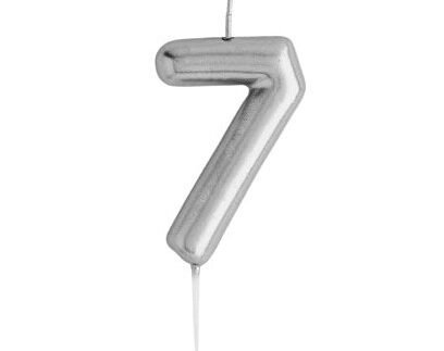 Casey 10cm Silver Numerical Birthday Candle Nr.7