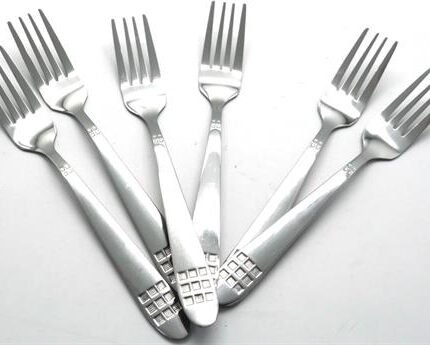 Casey Catering 6 Piece Stainless Steel Dinner Dessert Forks Square Design