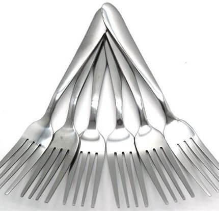 Casey Catering 6 Piece Stainless Steel Dinner Dessert Forks -Plain Design