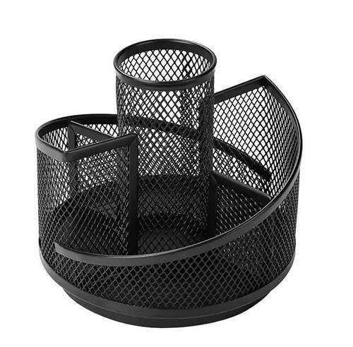 DGG2877-3 Brainware 5 Way Black Steel Mesh Rotating Pen Holder - Image 1