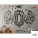 Casey 13pc Silver and White Balloon Set Nr 0