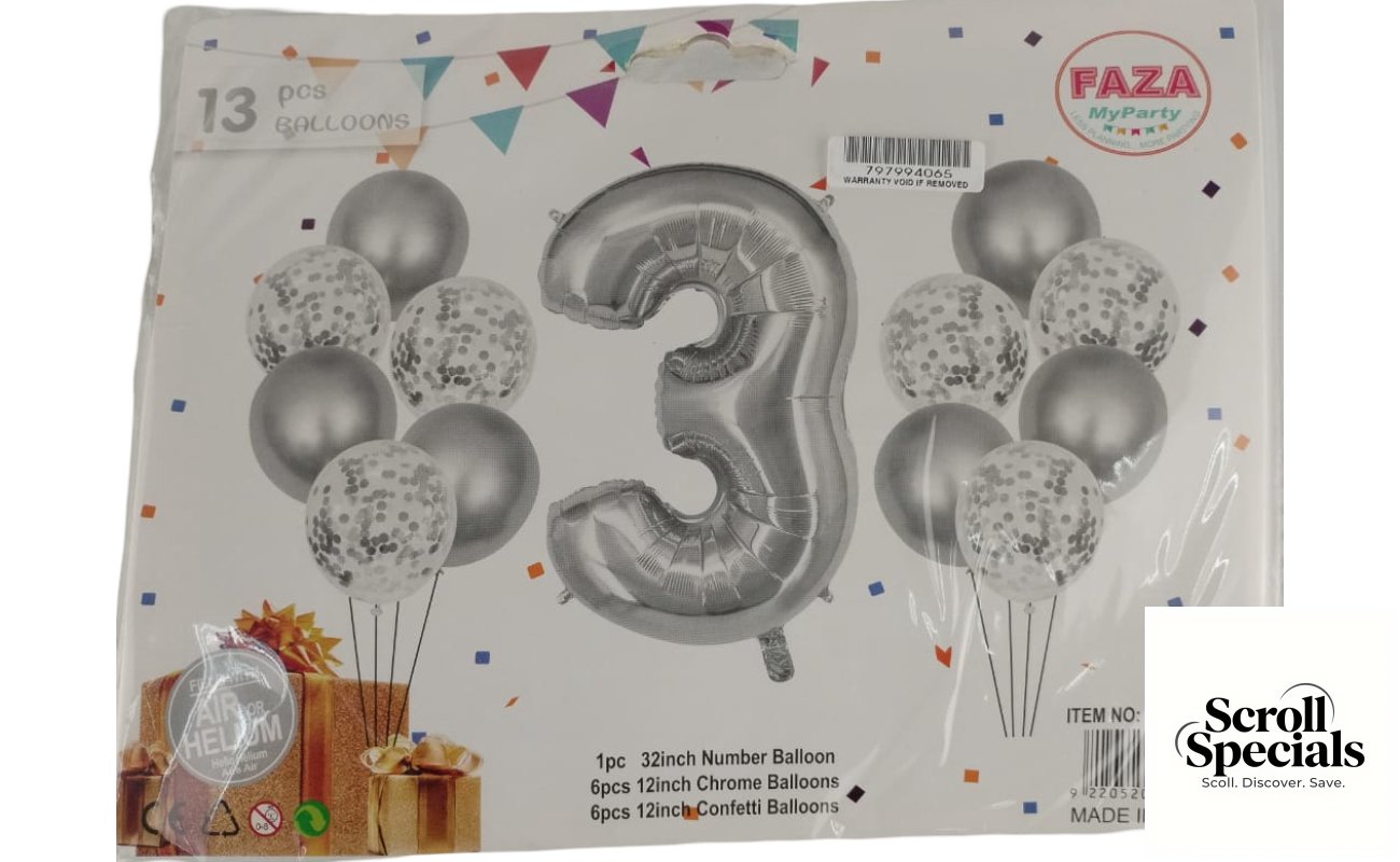 Casey 13pc Silver White Balloon