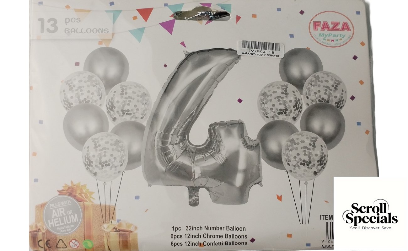 Casey 13pc Silver White Balloon