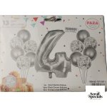 Casey 13pc Silver and White Balloon Set Nr 4