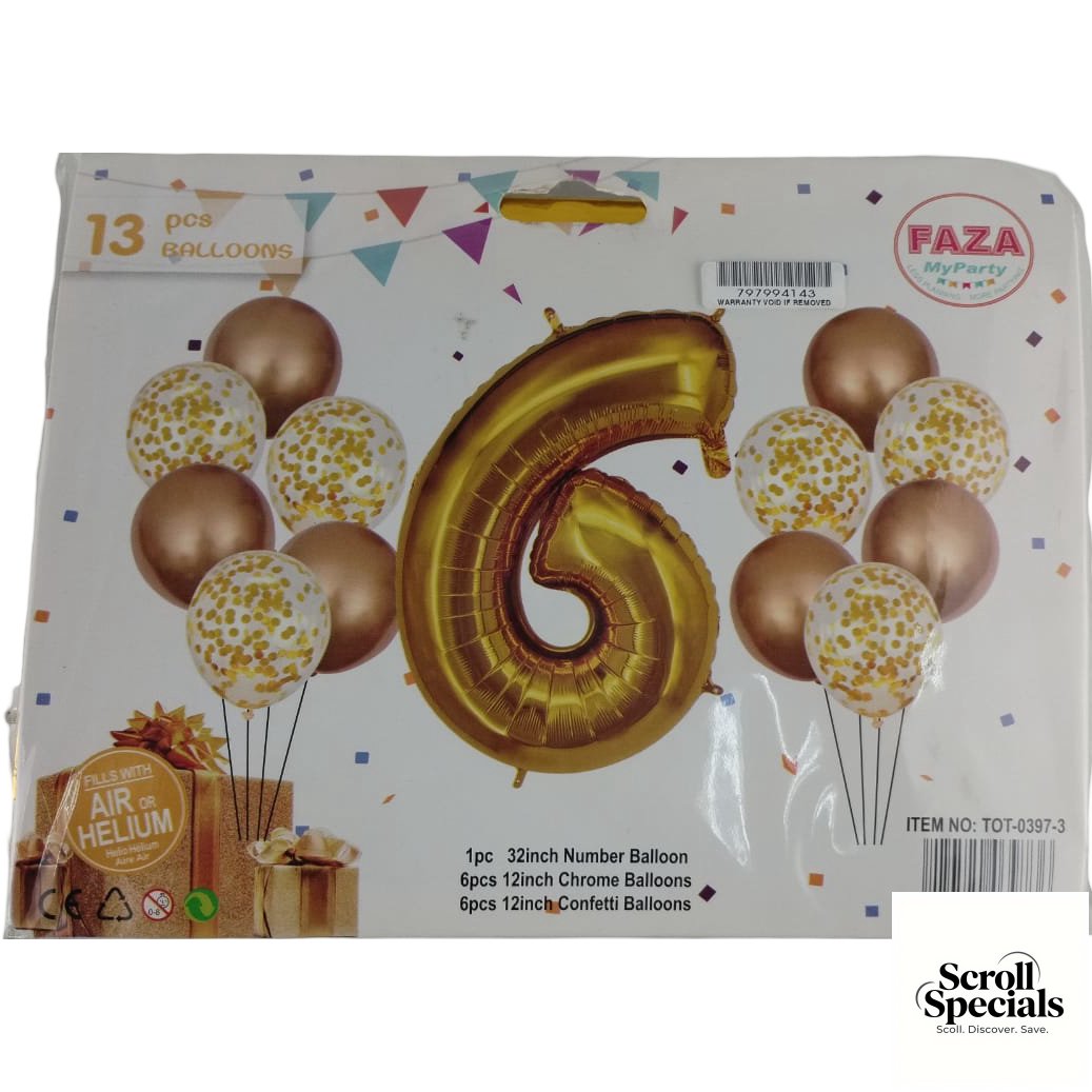 IZY-0397-3-NR6G Casey 13pc Gold and White Balloon Set Nr 6 - Image 1