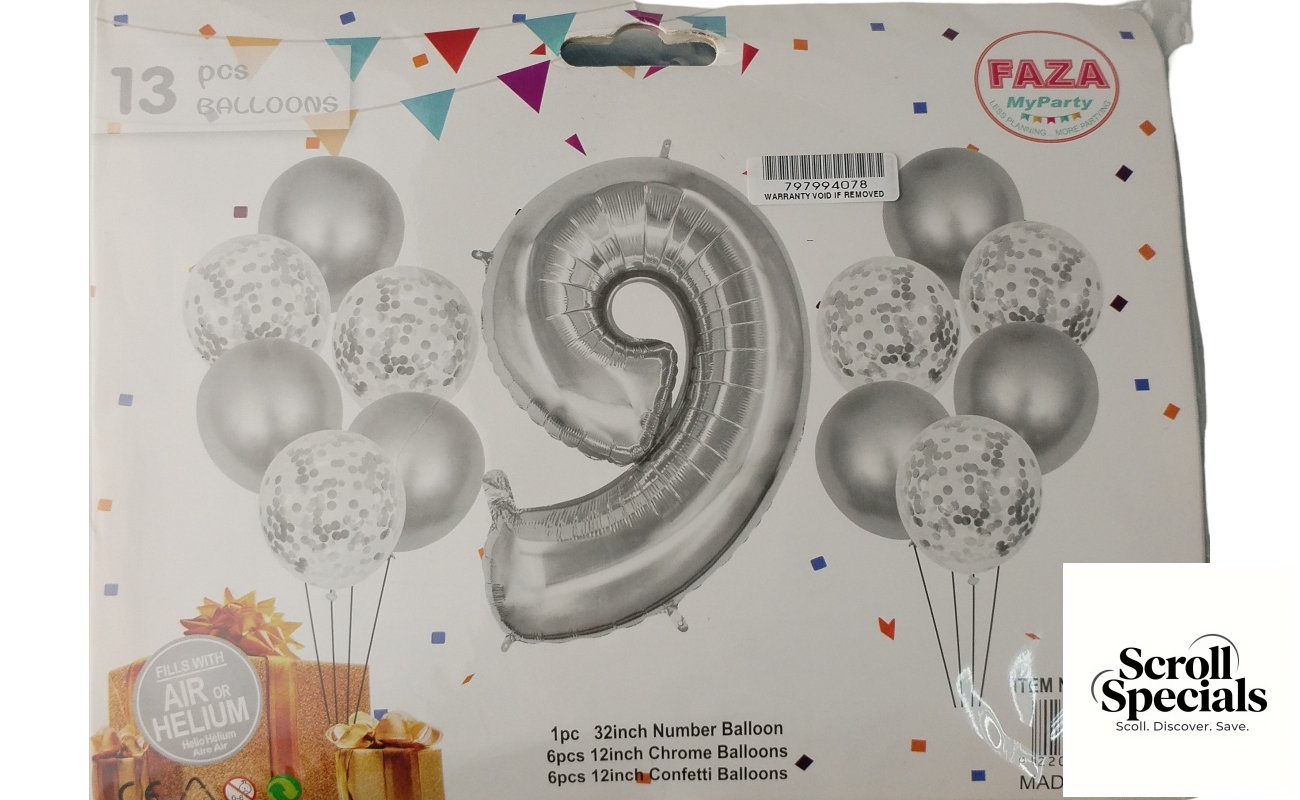 Casey 13pc Silver White Balloon
