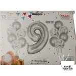 Casey 13pc Silver and White Balloon Set Nr 9