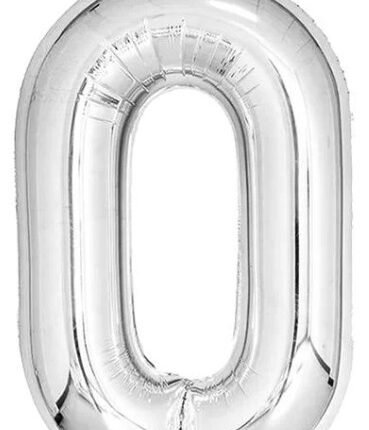 Casey 102cm Silver Balloon Number 0