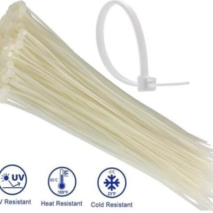 Noble 4.8 x 200mm Pack of 100 White Nylon Cable Ties
