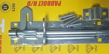 Noble Lockable Pad Bolt latch 200mm Zinc Plated