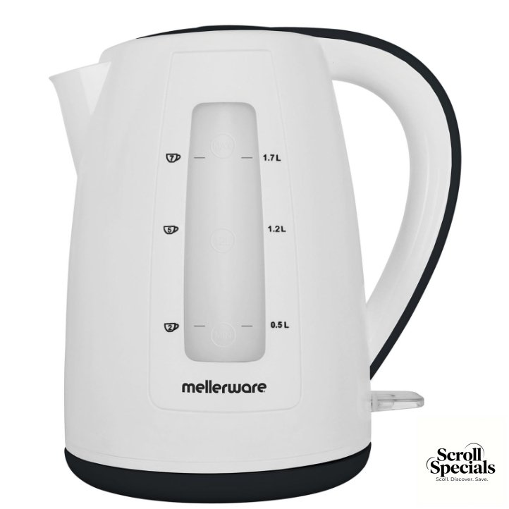 22600BL Mellerware Breede 360° Cordless Black & White 2L Plastic Kettle - Image 1