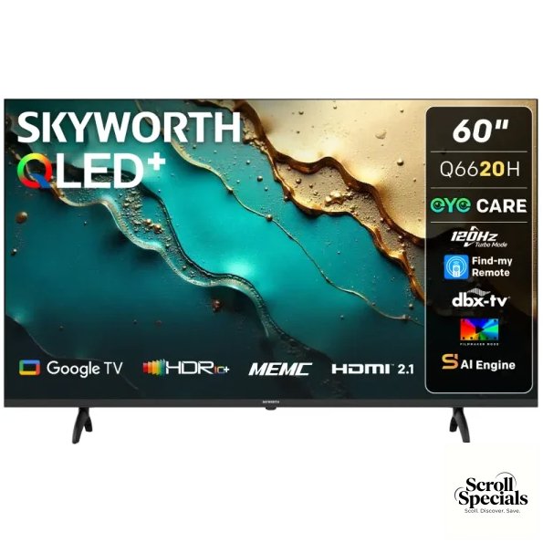60Q6620H Skyworth 60 Inch Q6620H UHD QLED Google TV - Image 1