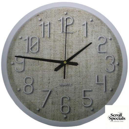 CSY-A7355WB Casey Analog 30cm Round Face White with Black Quartz Wall Clock - Image 1