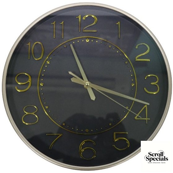 CSY-XTZ306-GB Casey Analog 30cm Round Face Gold Black Wall Watch - Image 1