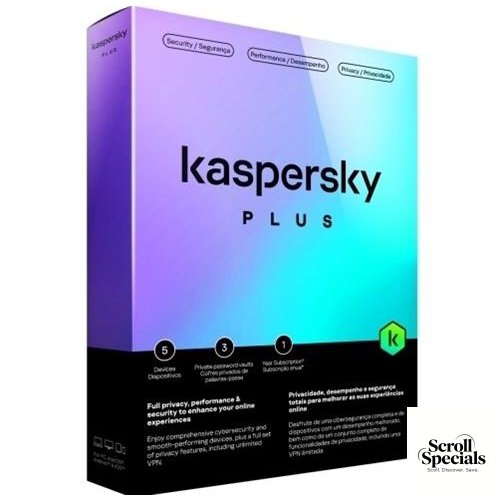KL104295EFS-PAPDVDNOCD Kaspersky 5 Devices PLUS Security Software - Image 1