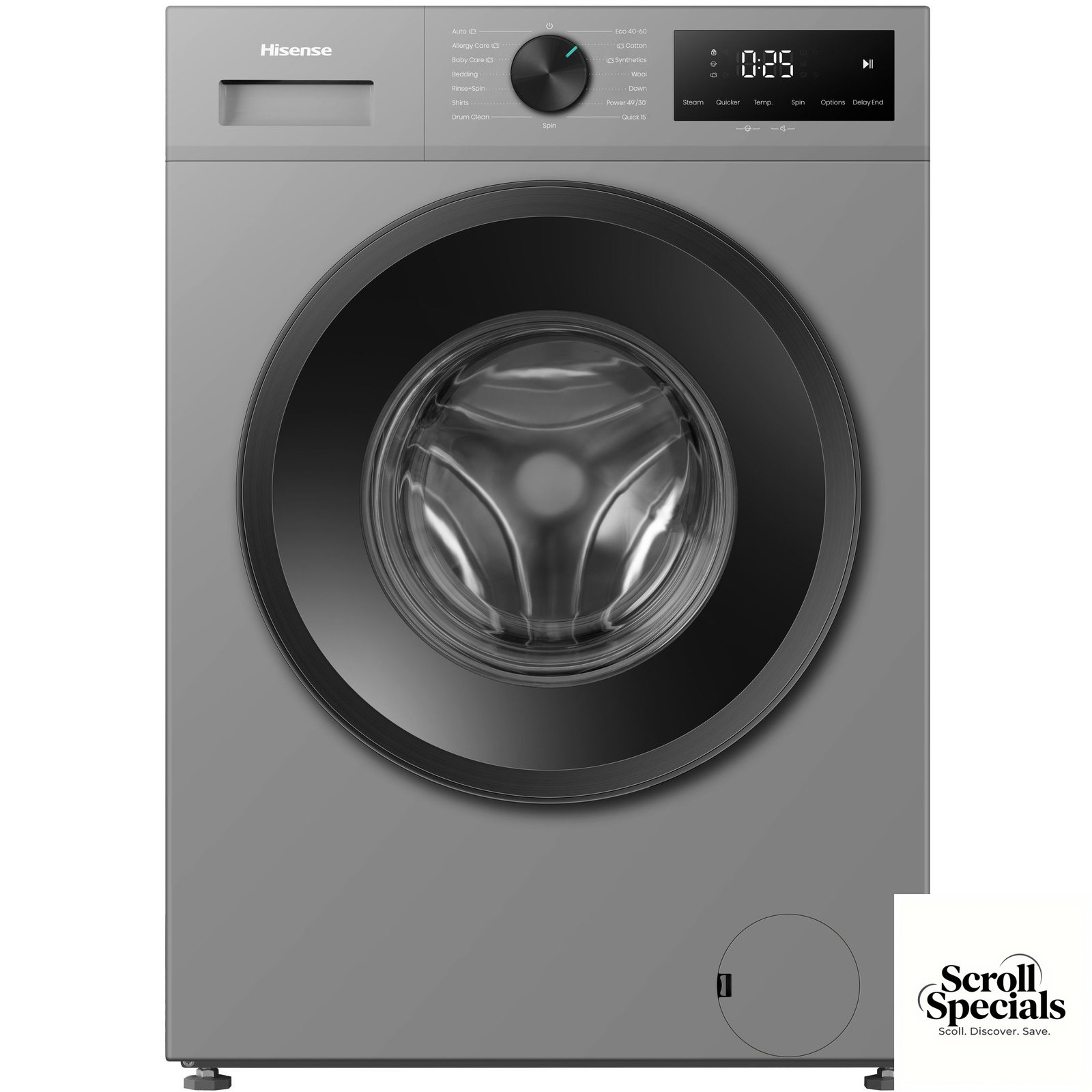 WF1I7022BT Hisense Silver 7kg Front Loader Washing Machine - Image 1